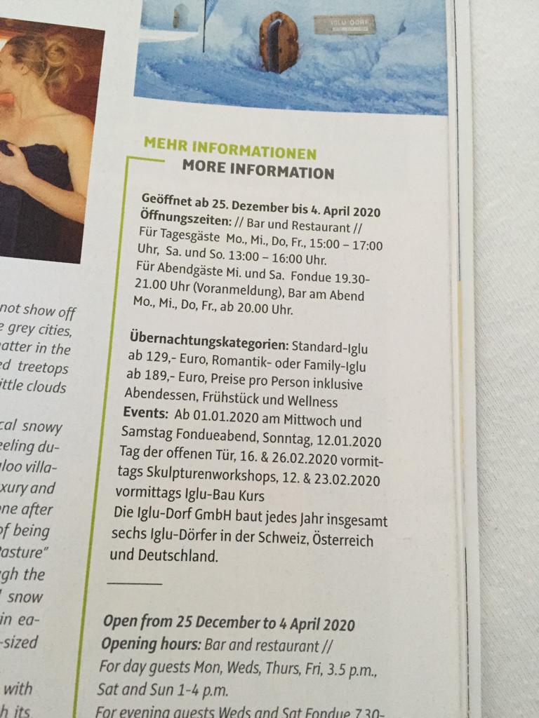 Infos zum Iglu-Erlebnis