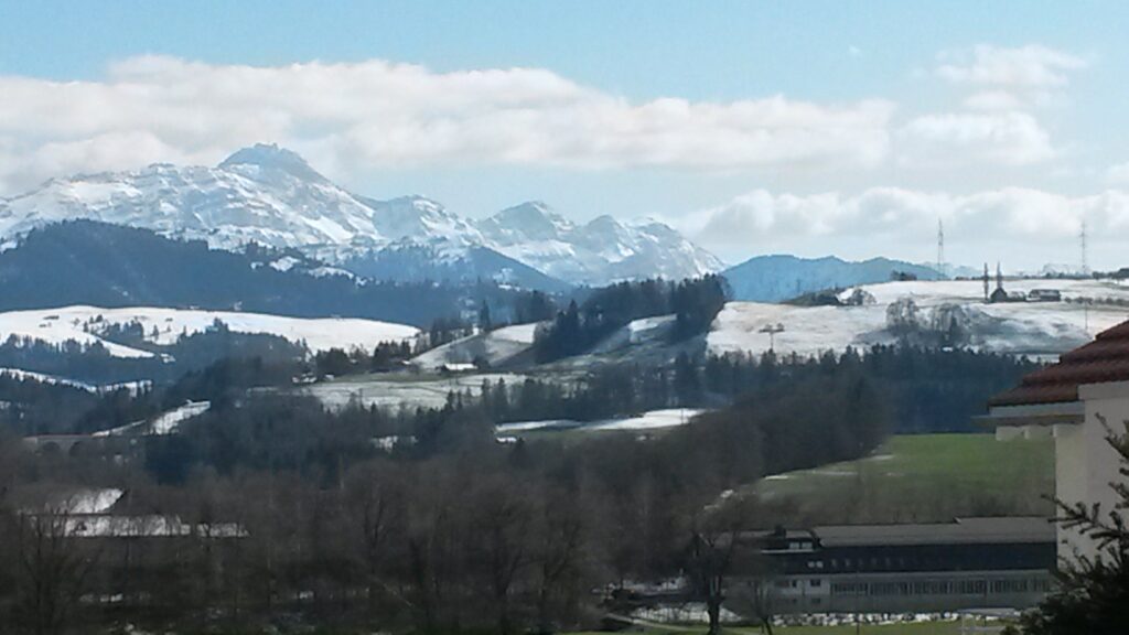 Blick Richtung Schneeresten mit Alpstein im Hintergrund - 31.03.2020