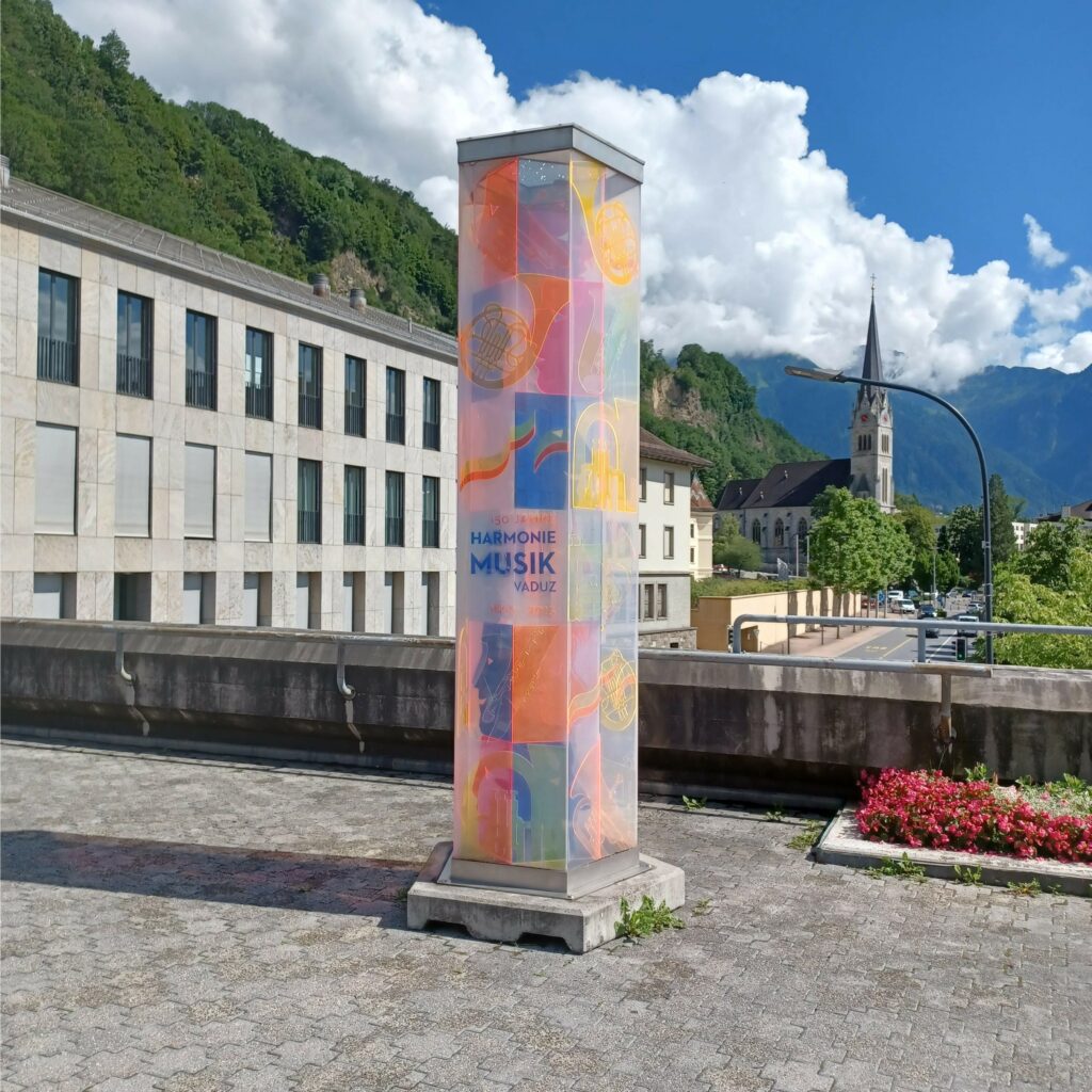 Litfasssäule 150 Jahre Harmonie Musik Vaduz - 09.07.2021