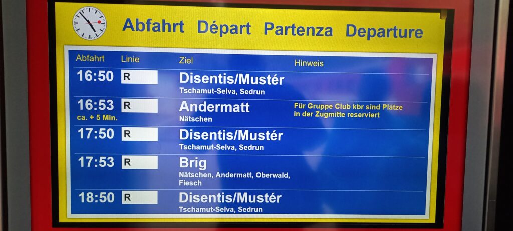 Abfahrtszeiten Oberalppass - 22.08.2021