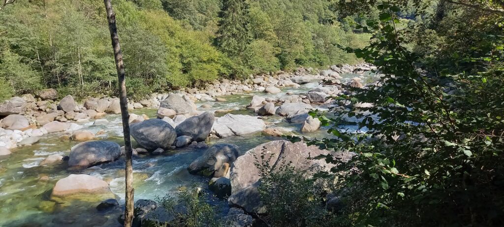 Die Verzasca schlängelt sich durch die Steinblöcke -17.09.2021